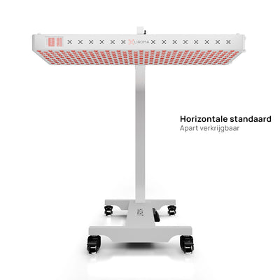 Liroma Elite Gen5 roodlichtlamp horizontaal op de verrijdbare vloerstandaard, apart verkrijgbaar